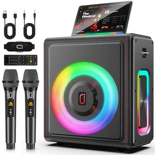 Portable Bluetooth Karaoke Machine with 2 Wireless Microphones G758