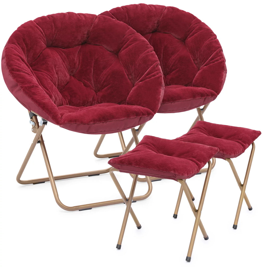 Set of 2 Oversized Folding Lounge Chair with Ottoman C713983