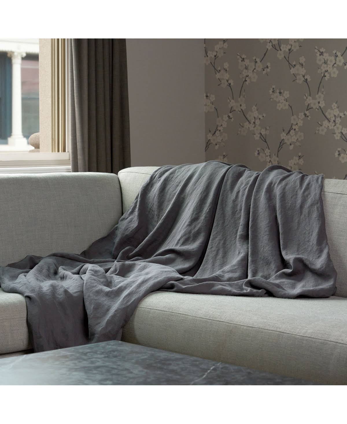 Grey Linen Duvet Cover H1602