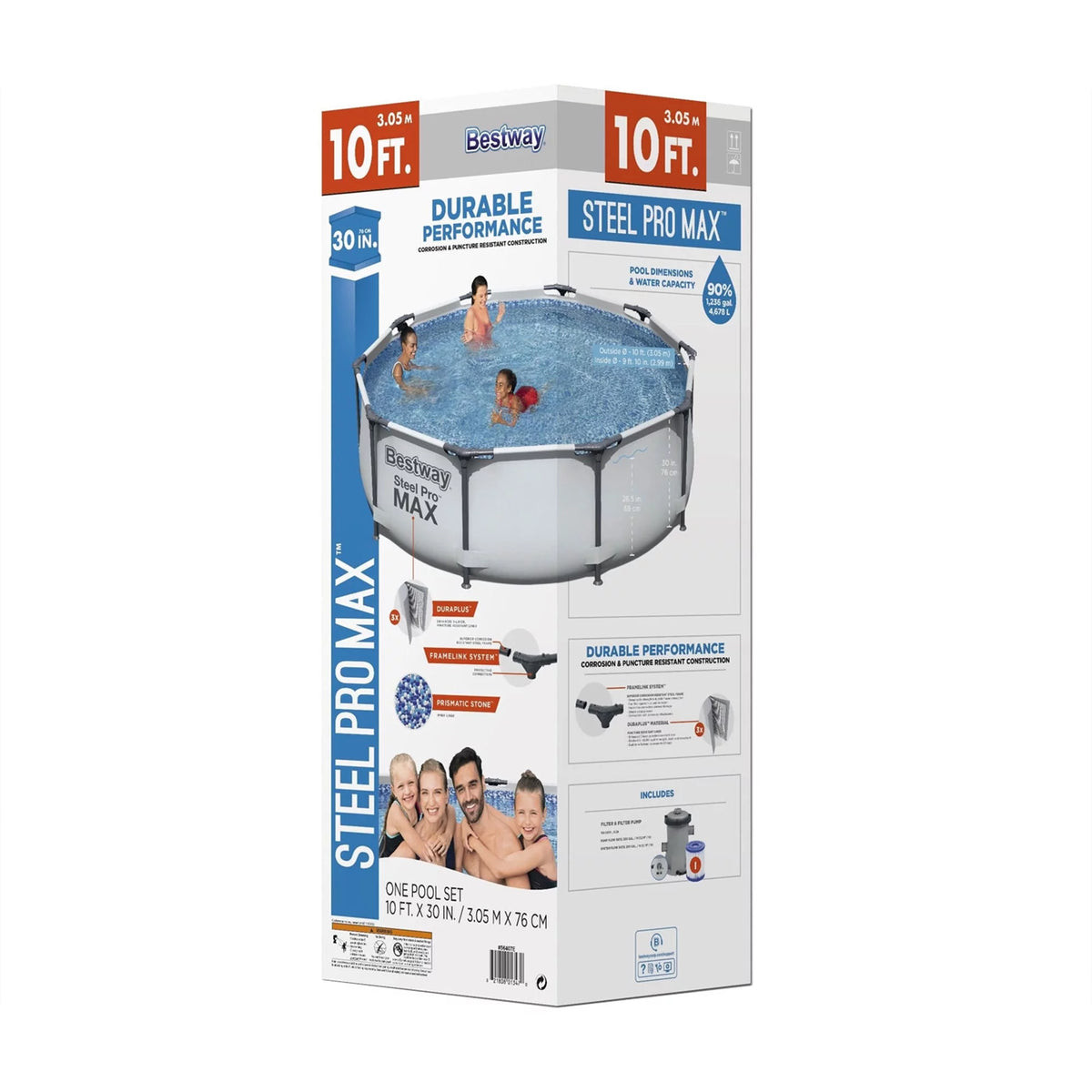10'x30 Round Metal Frame Above Ground Swimming Pool with Pump K769916