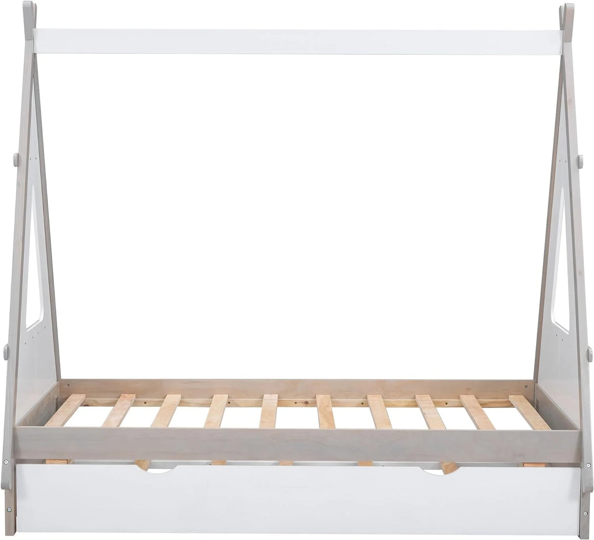 Twin Size Tent Floor Bed with Pull-Out Trundle D588