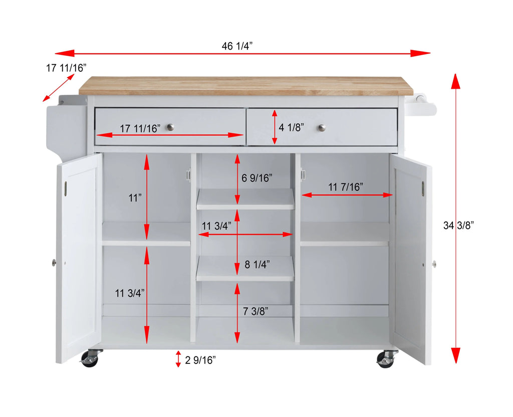 Black & White Kitchen Island with Wheels U51342