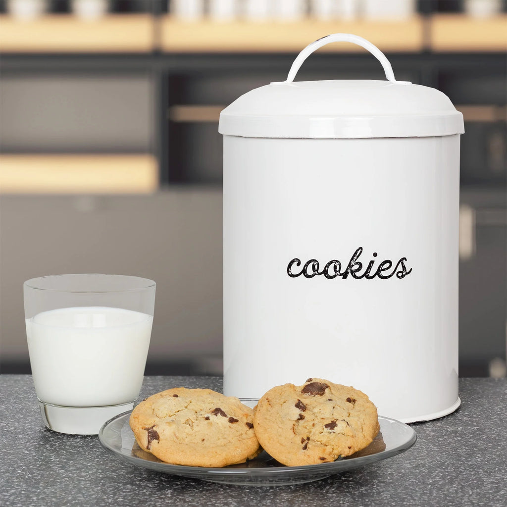 White Enamelware Cookie Jar S7660