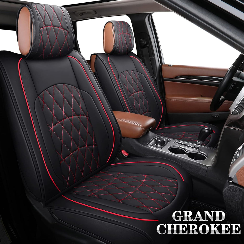 Black Leather Front Seat Covers 2 PCS V19762