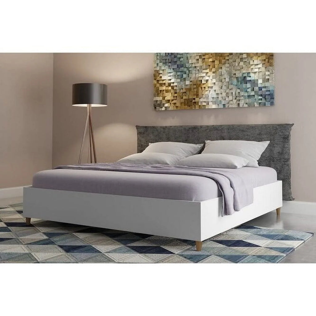King Bed Frame MDF Wood Bed Base White F106