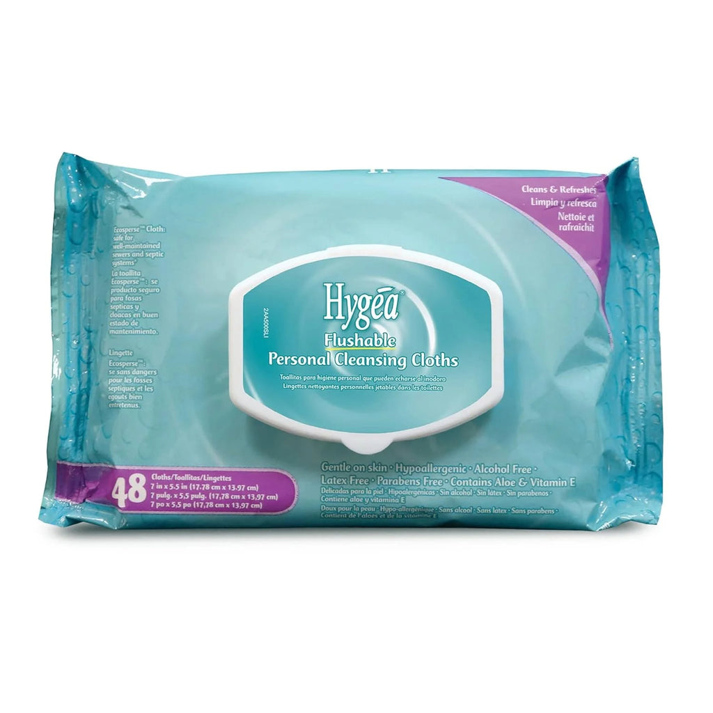 Hypoallergenic Moisturizing Personal Cleansing Cloths with Aloe & Vitamin E, 48 Wipes, Pack of 6 C324