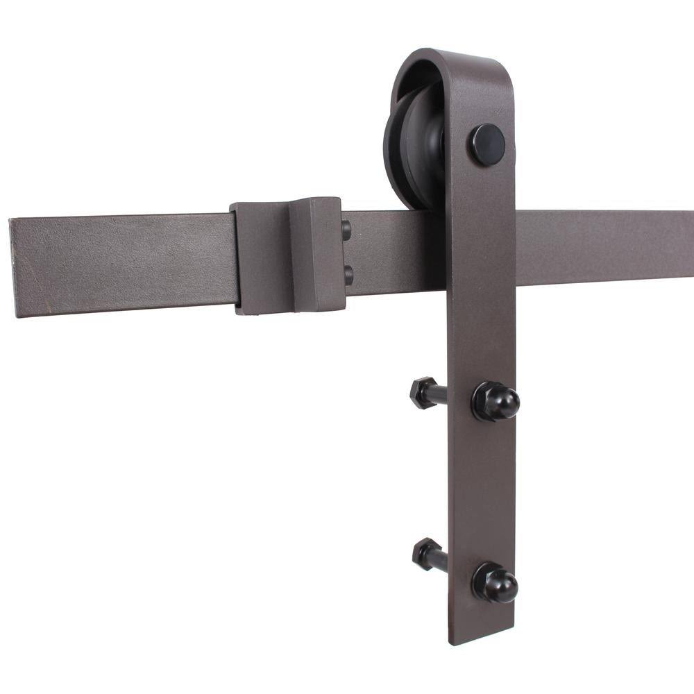 36 in. x 84 in. Red Walnut Stained Wood Interior Sliding Barn Door with Hardware Kit I89546
