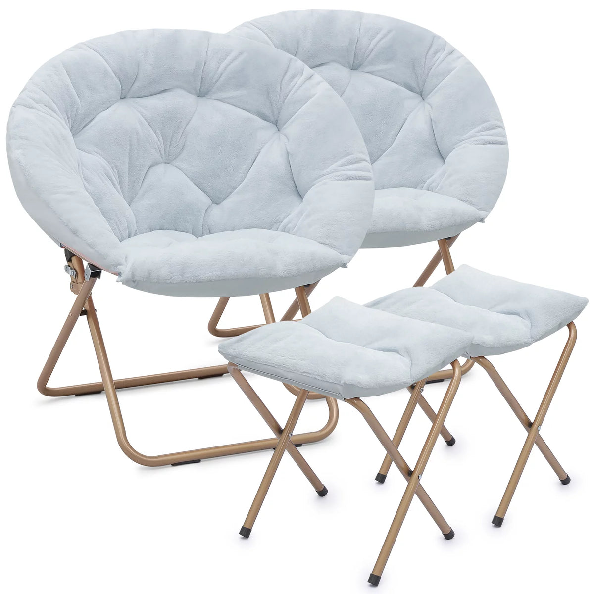 Set of 2 Oversized Folding Lounge Chair with Ottoman C713983