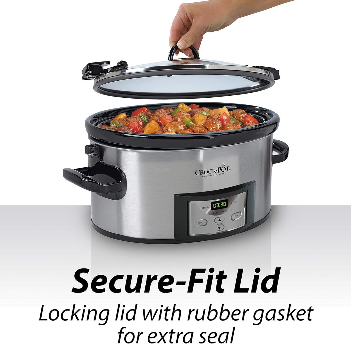 6 Quart Programmable Slow Cooker with Digital Timer, Stainless Steel E2105
