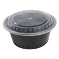 9 inch Round Black Plastic Container with Lid, 38oz, Pack of 150 Z572892
