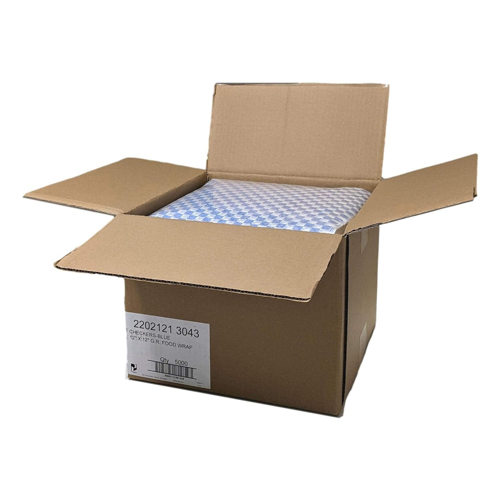12 x 12 Black Checkers Grease-Resistant Food-Safe Deli Sandwich Wrap Paper Sheets/Basket Liners, Case of 5000 B751913