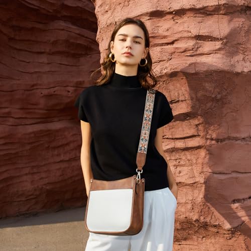 2PCS Vegan Leather Crossbody Shoulder Bag with Wide Guitar Strap T951
