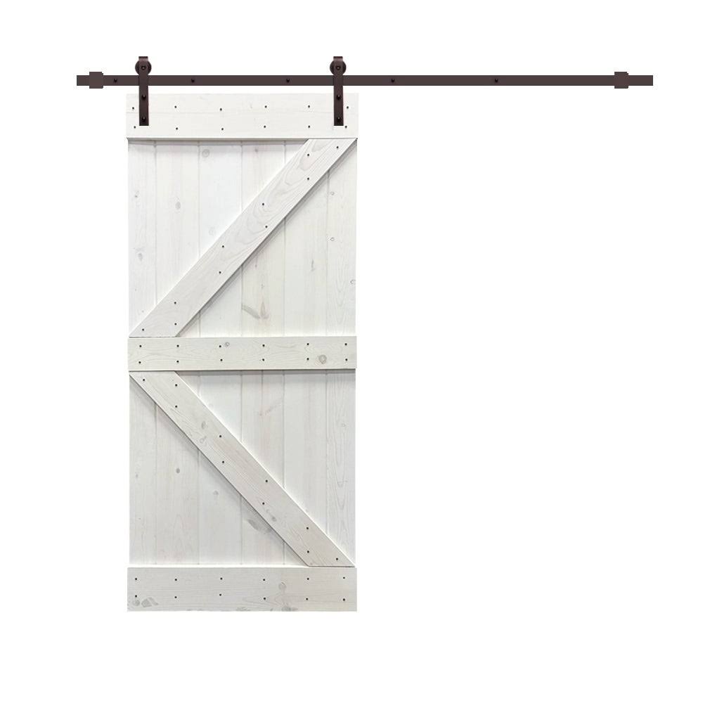 36 in. x 84 in. Red Walnut Stained Wood Interior Sliding Barn Door with Hardware Kit I89546