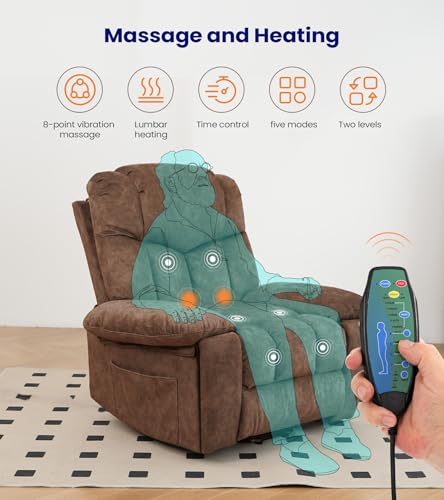 Grey Power Lift Recliner Chair with Massage and Cup Holders K6410
