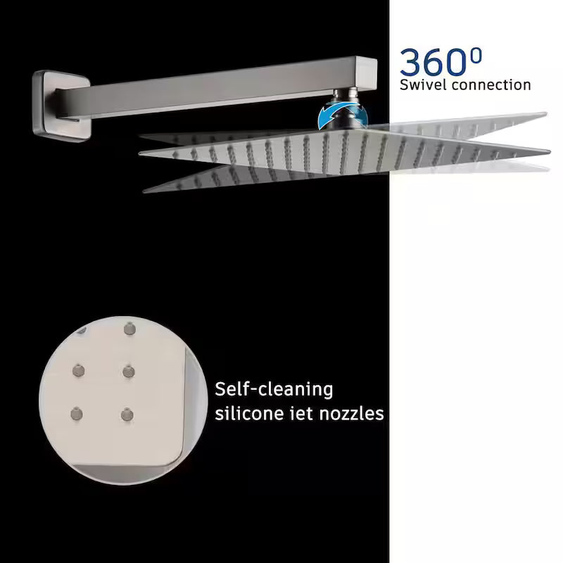 10 in. Wall Mount Dual Shower Heads with Hand Shower Faucet, Brushed Nickel S8331