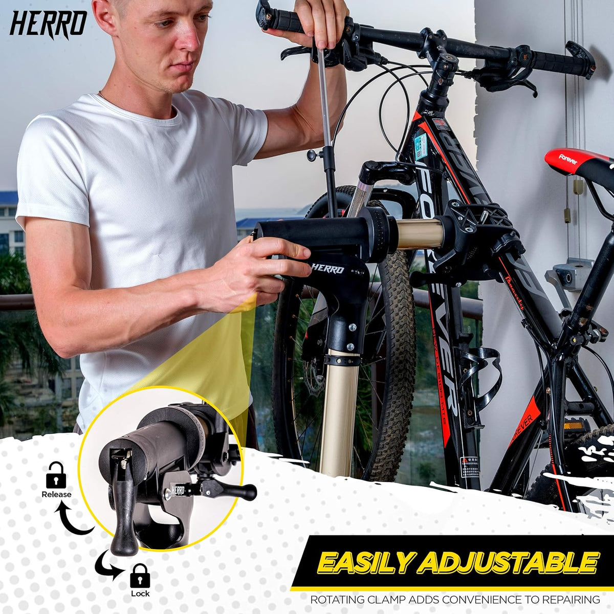 Bike Repair Stand with Foldable Tool Plate, 66 lbs Capacity D522