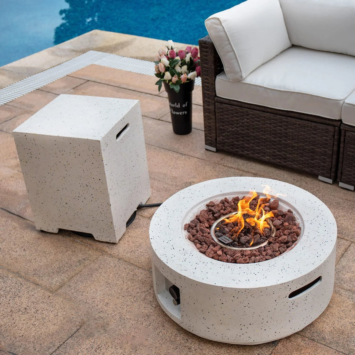 28-inch Round Propane Fire Pit Table Set G4459