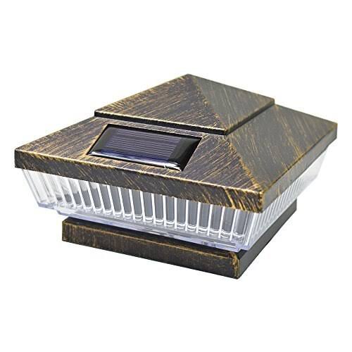 Vintage Bronze Outdoor 4 x 4 Solar 5-LED Post Deck Cap Square Fence Light P5880