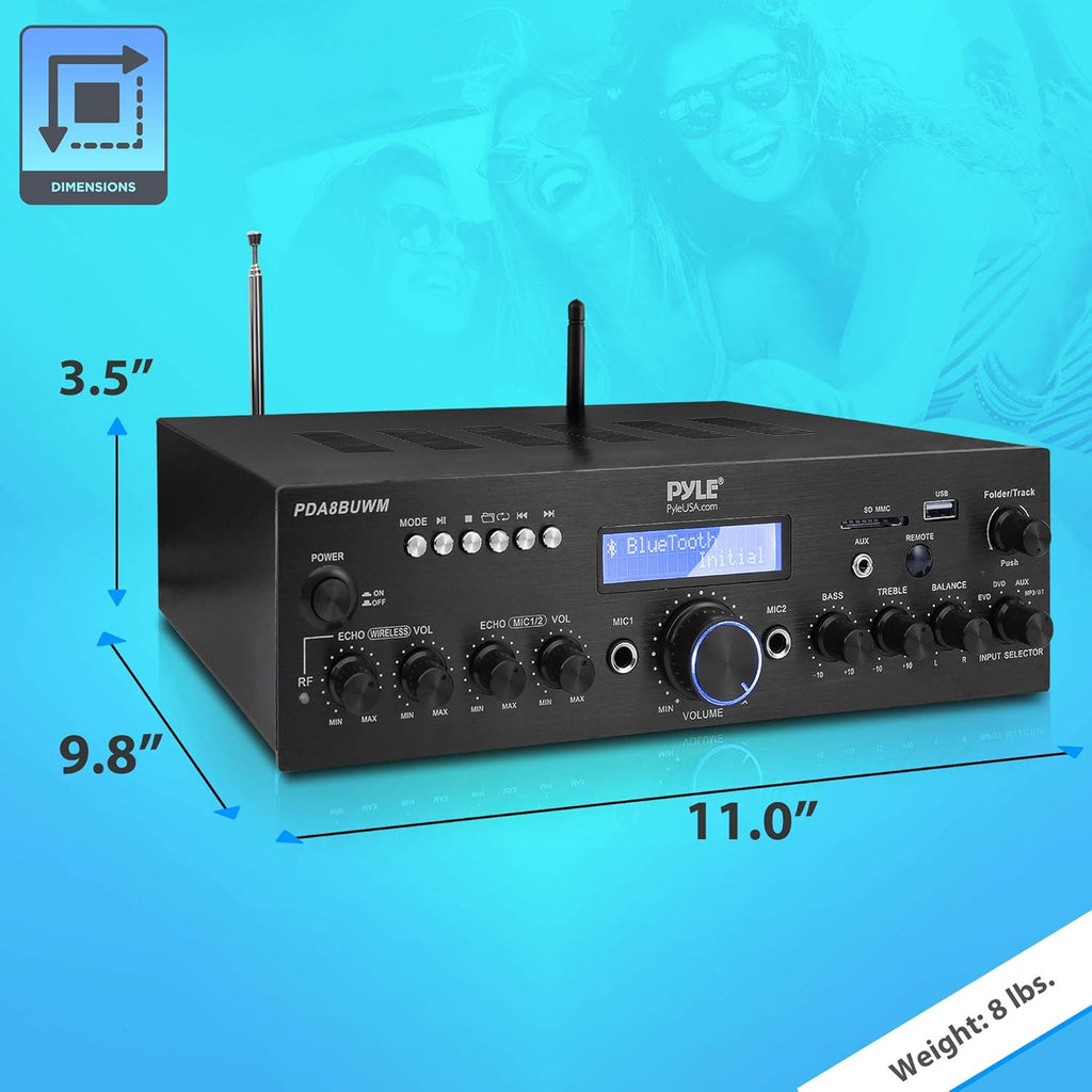 200W Dual Channel Karaoke Speaker Receiver with USB, AUX, Microphone, Echo, Radio, RCA M7157