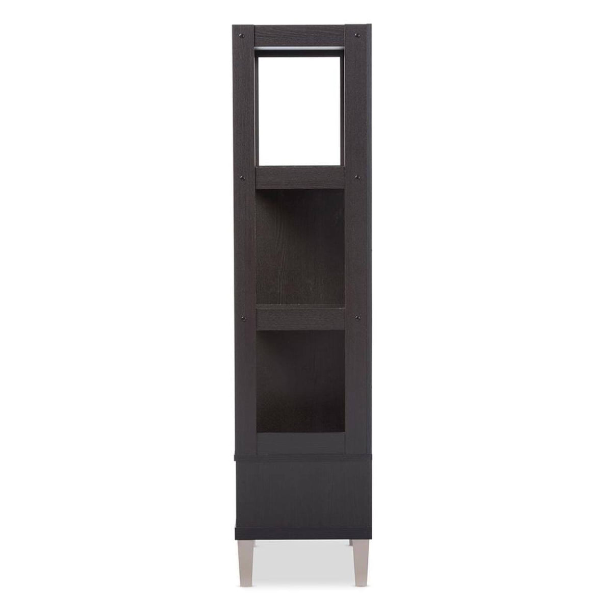 Dark Brown Wood Leaning Bookcase D844