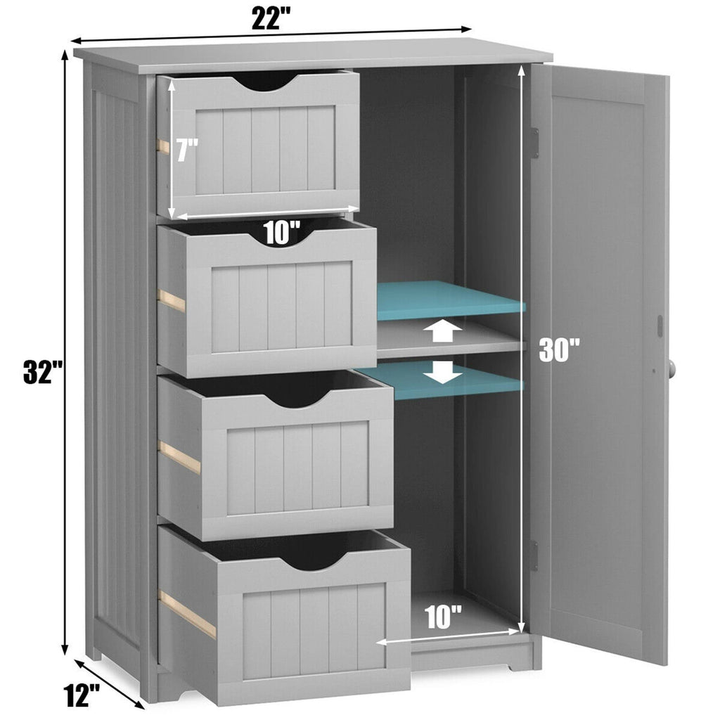 Grey Wooden 4 Drawer Bathroom Floor Cabinet M87712