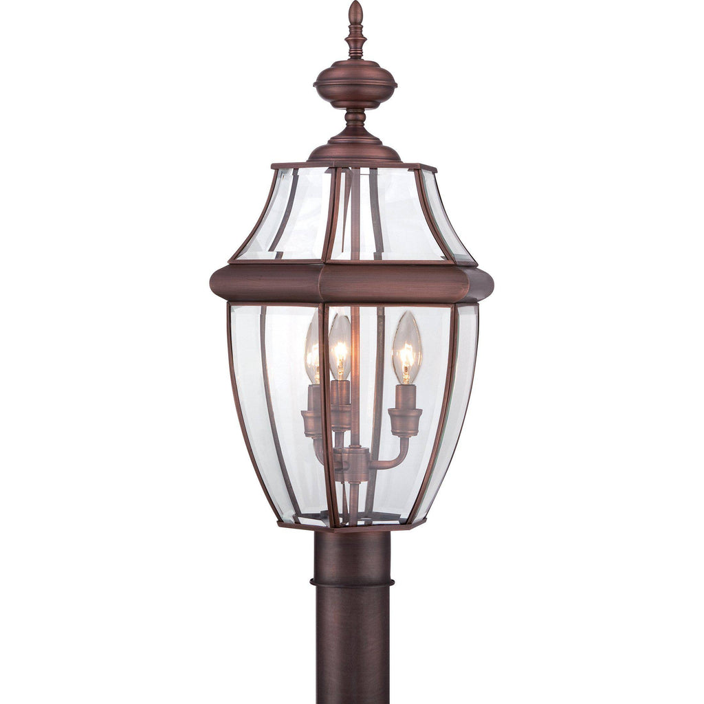 Antique Brass Post Lantern with Clear Beveled Glass H4990