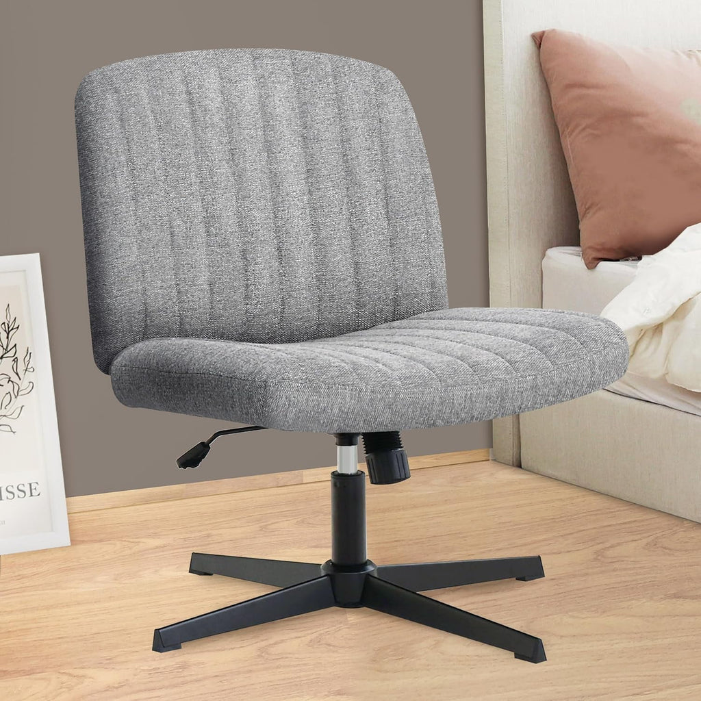 Cross Legged Fabric Padded Swivel Height Adjustable Wide Seat Office Chair P487326