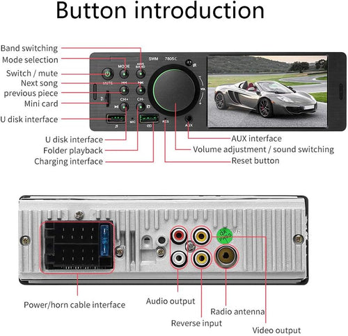 1 Din Car Radio 4.1 Inch Touch Screen Bluetooth Dual USB AUX SD M359