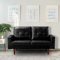 Pu Leather Loveseat with High-Density Foam Cushion and Solid Wood Legs J285