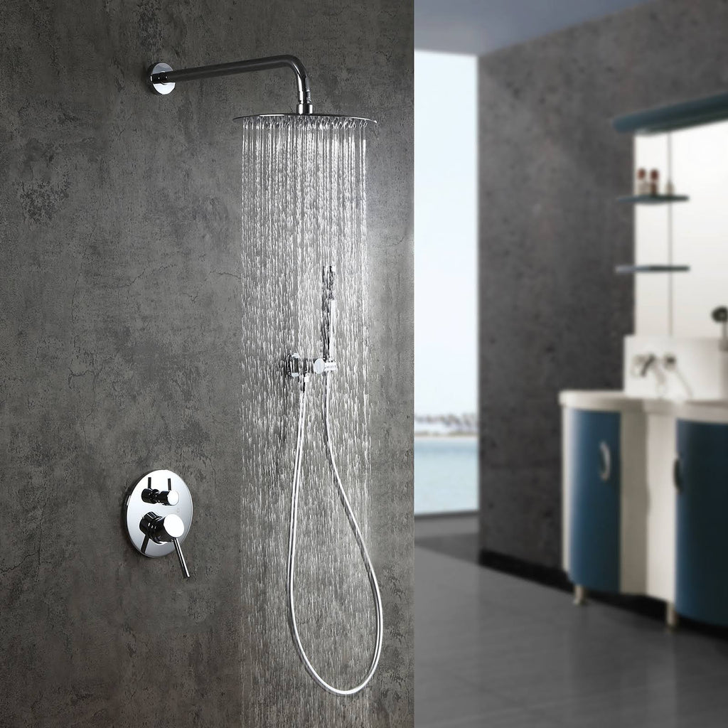 Chrome Wall Mounted Rain Shower Faucet Set with Hand Shower T32772