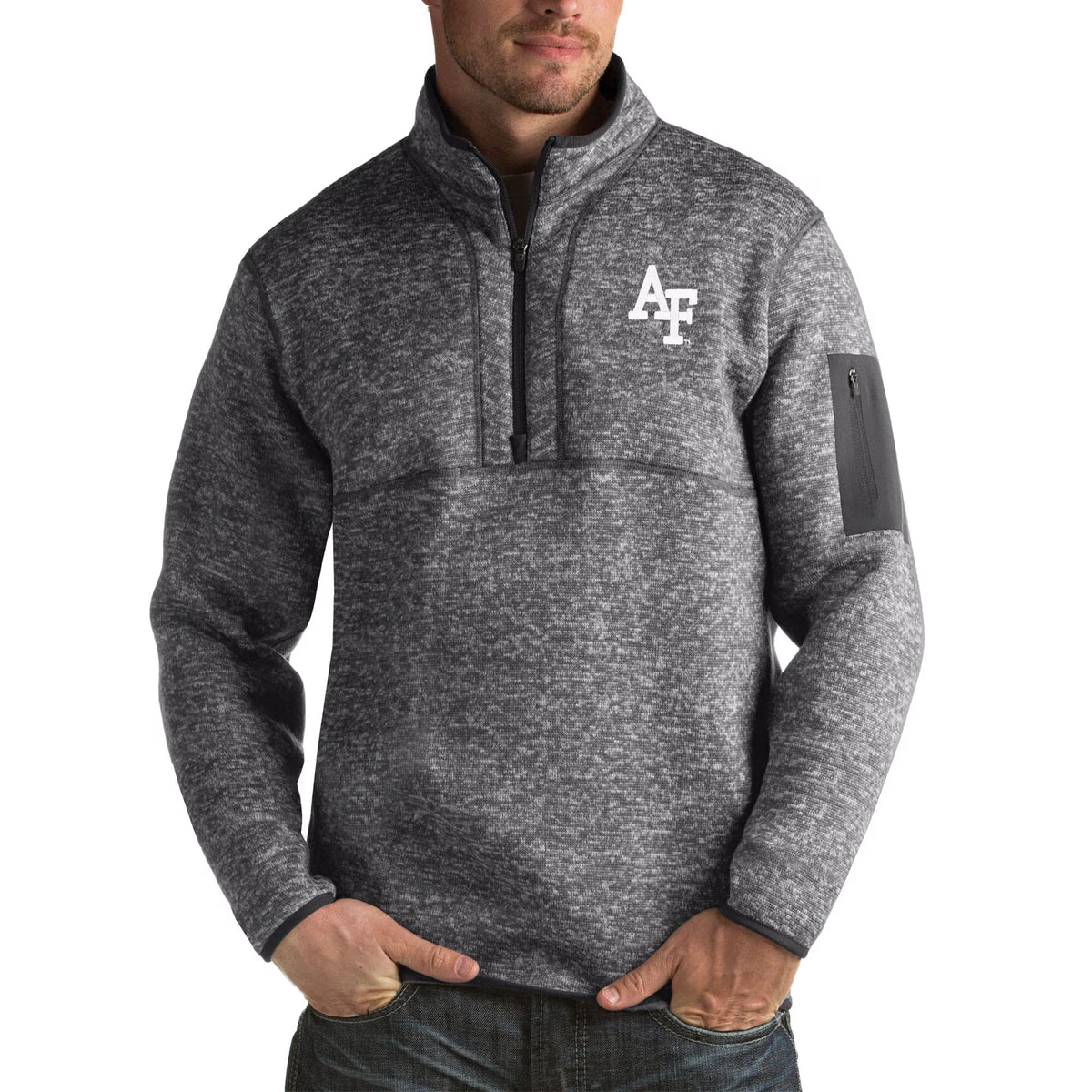Charcoal Big & Tall Quarter-Zip Pullover Jacket V678955