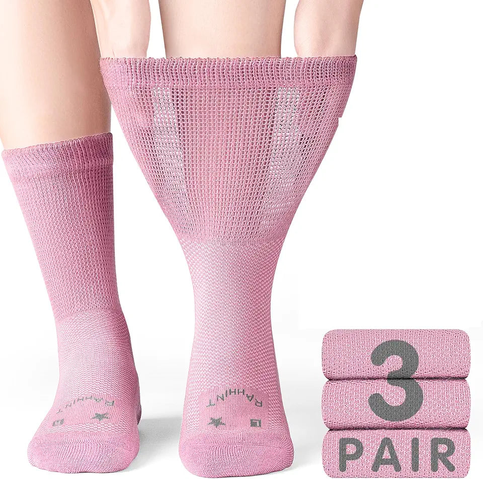 Merino Wool Diabetic Socks for Men Women Loose Fit Non Binding W3477