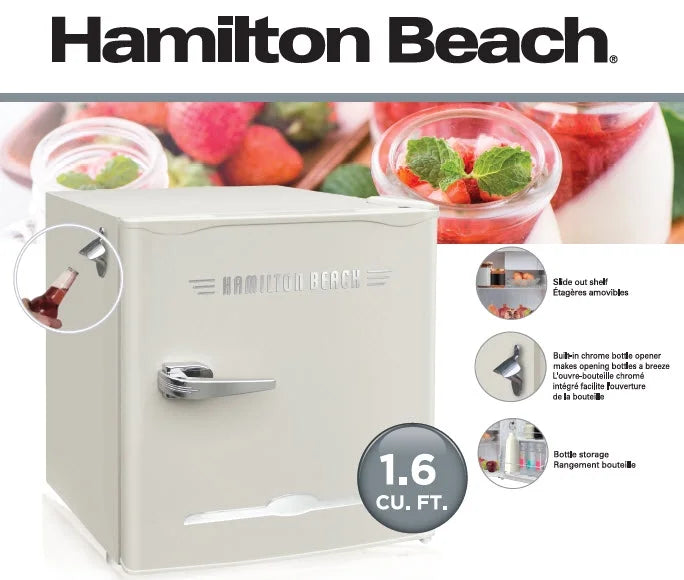 1.6 Cu. Ft. Retro Refrigerator with Bottle Opener, Cream D90849