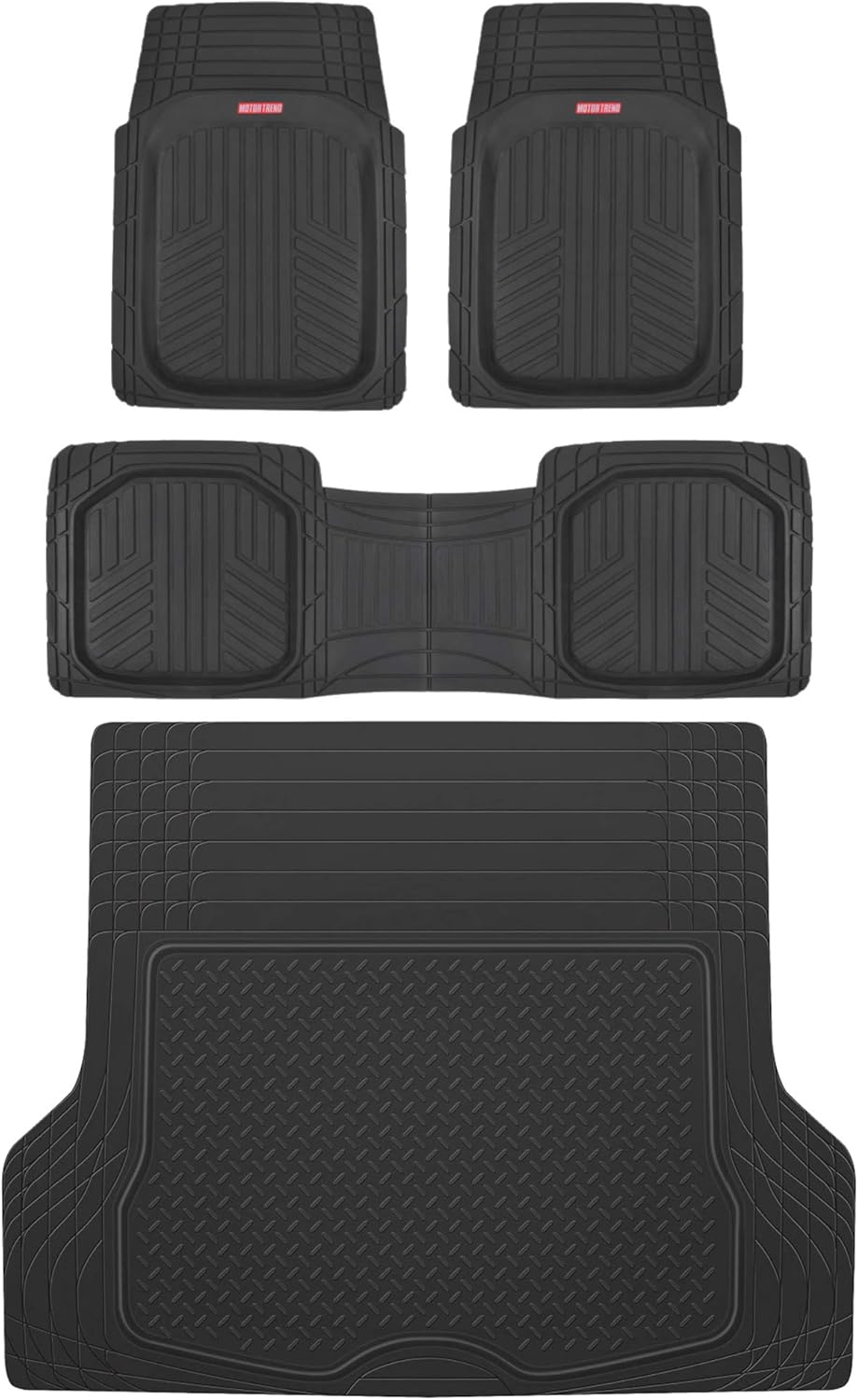Rubber Car Floor Mats with Trunk Mat Cargo Liner, Front & Rear Combo Set S558929