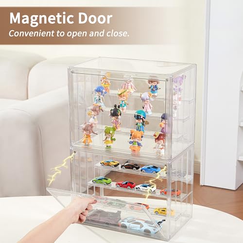 Acrylic 3 Layer Adjustable Display Case with Magnetic Door 2Pack G8013