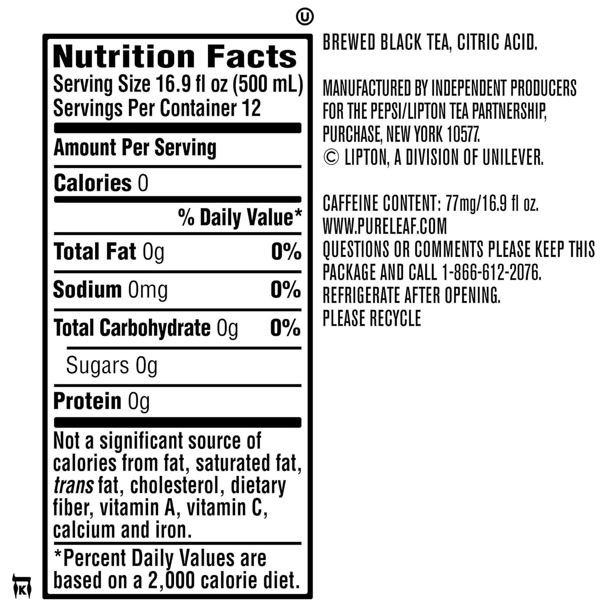 Unsweetened Black Iced Tea, 16.9 Ounce Bottles, 12 Count X257009