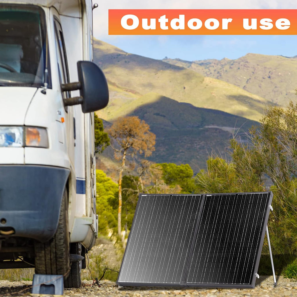200 Watt 12 Volt Monocrystalline Portable Foldable Solar Panel Suitcase with Waterproof 30A Charger Controller B92842