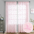 Sage Green Sheer Curtains 84 Inches Long 2 Panels Embroidered Floral V756