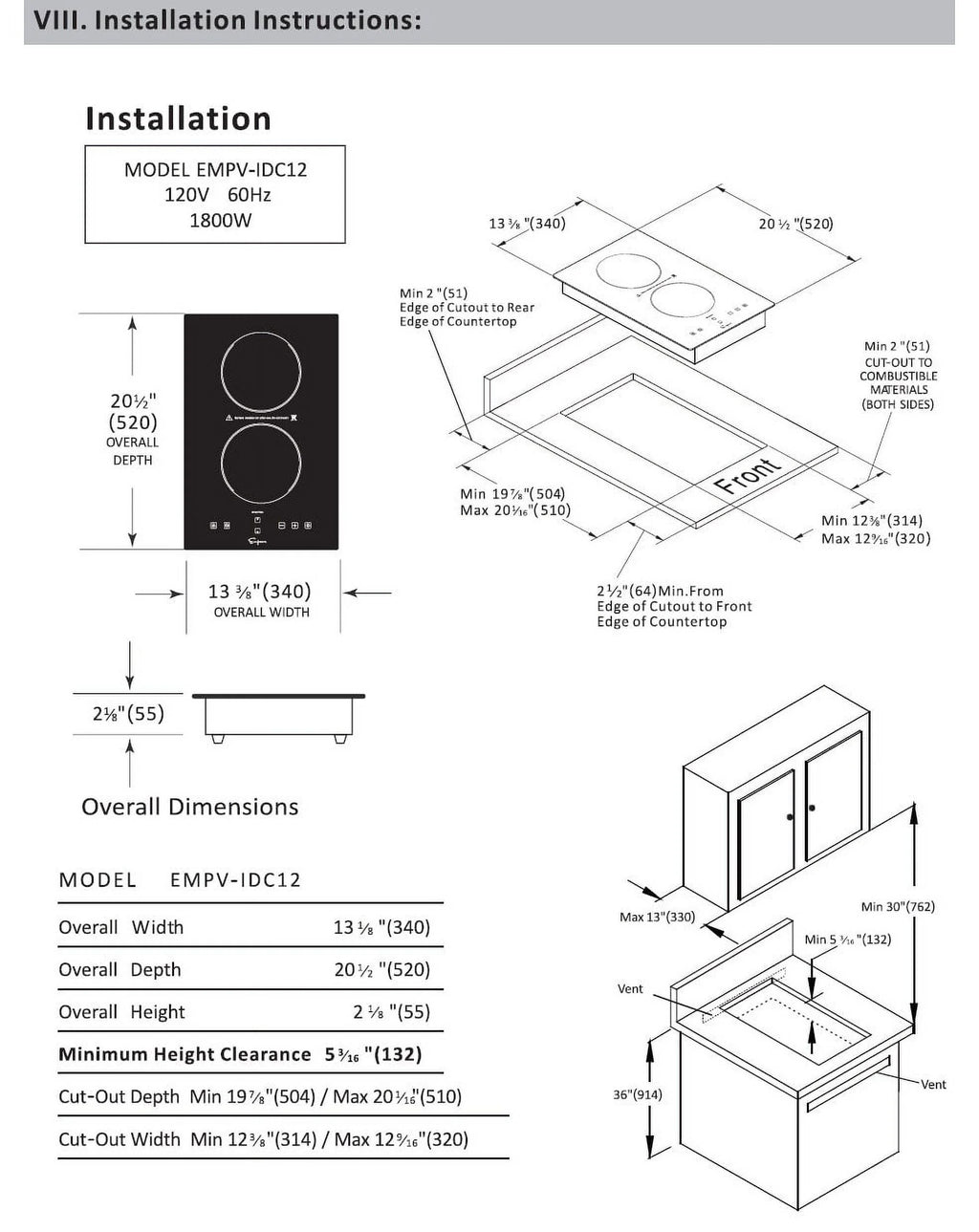 2 Burners Induction Cooktop Black Vitro Ceramic Glass P2967