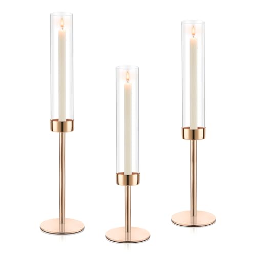 Black Set of 6 Glass Taper Candle Holders F333796