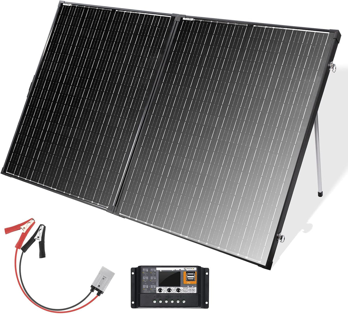 200 Watt 12 Volt Monocrystalline Portable Foldable Solar Panel Suitcase with Waterproof 30A Charger Controller B92842