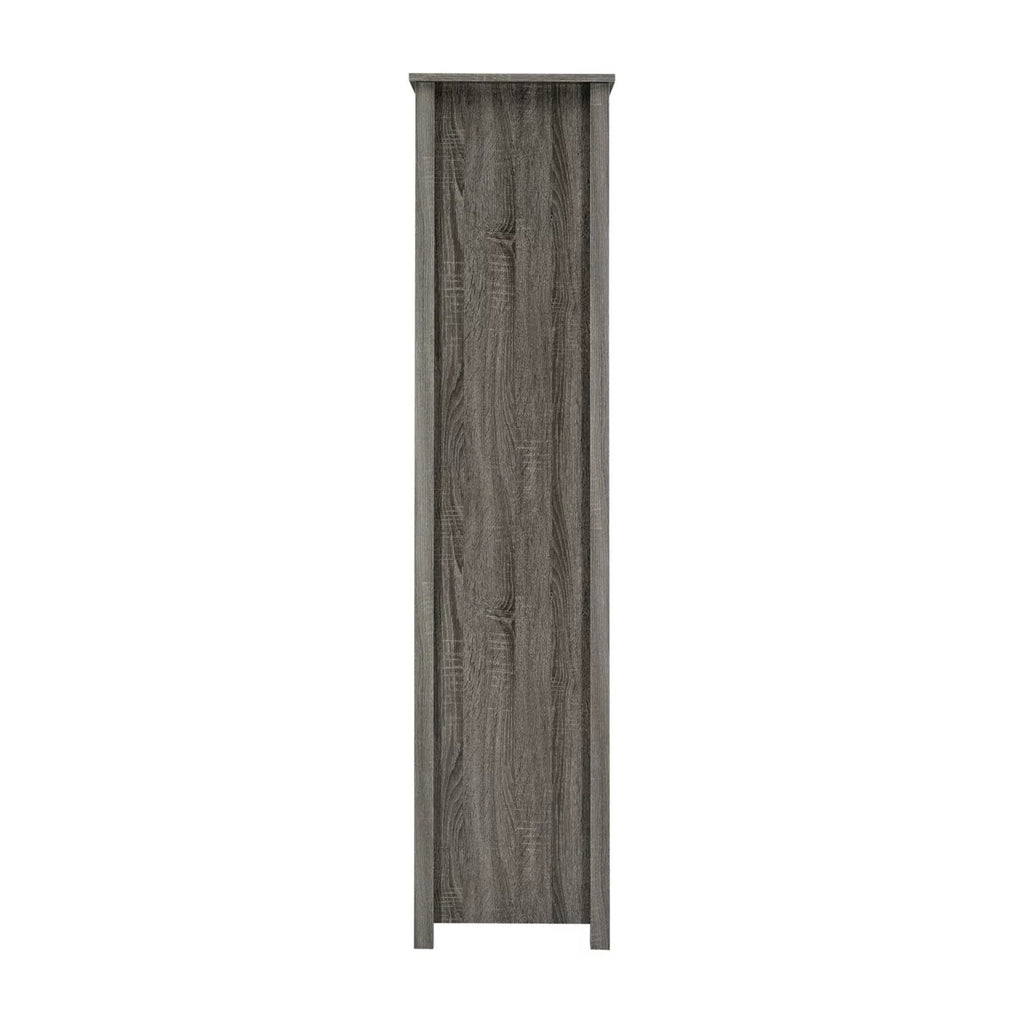 68 Inch Geometric Bookcase with 8 Shelves Weathered Gray I4159