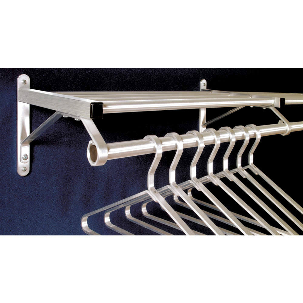 Satin Aluminum Coat Rack with 1 Shelf, 48 in W Z494278