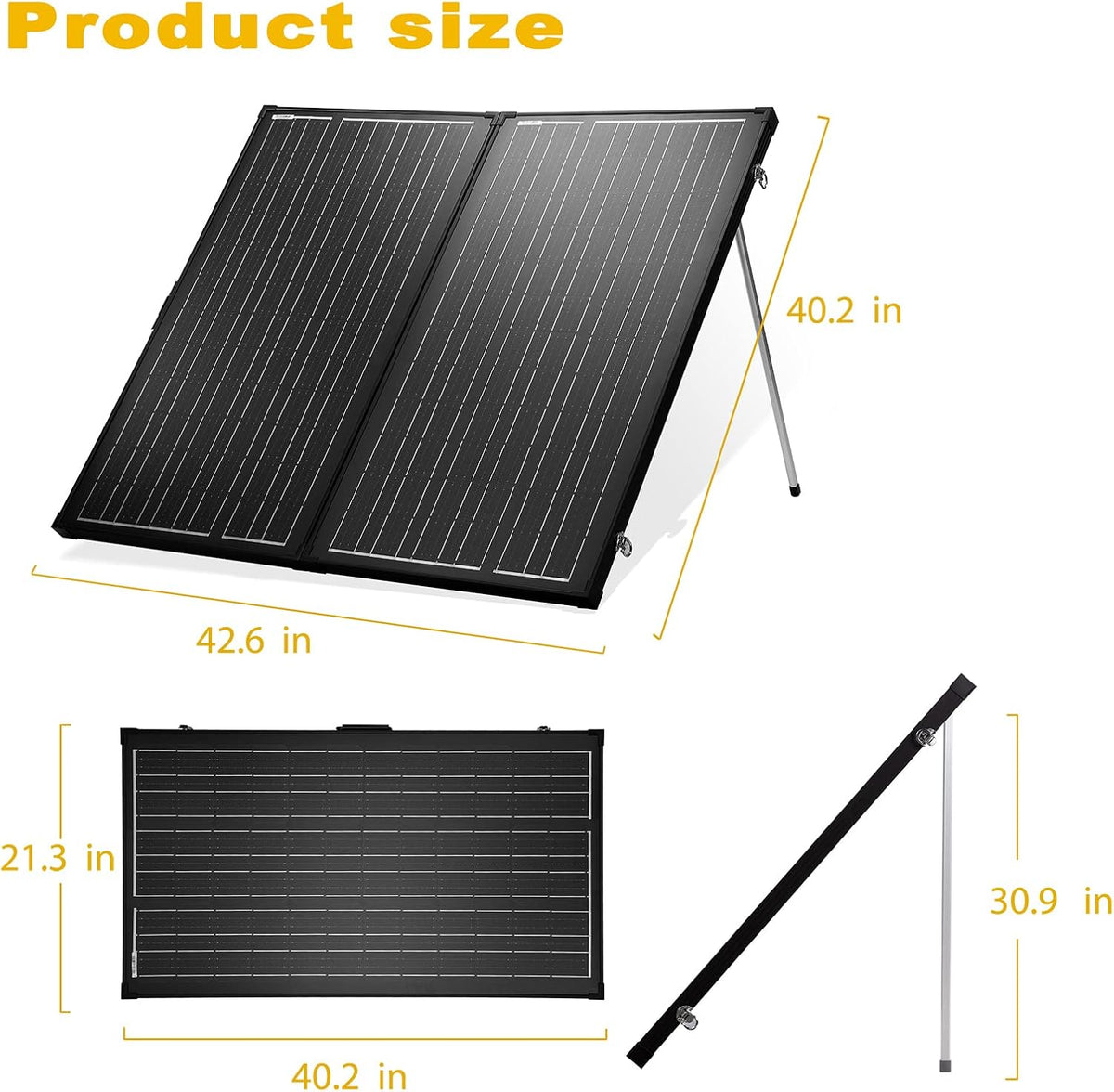 200 Watt 12 Volt Monocrystalline Portable Foldable Solar Panel Suitcase with Waterproof 30A Charger Controller B92842