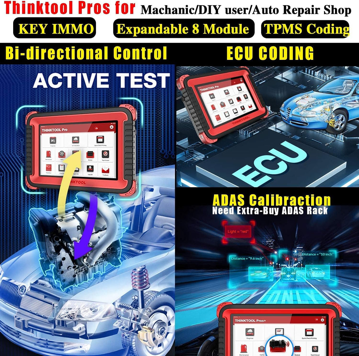 Bi-Directional Scanner Full Systems Diagnostic Scan Tool, 31+ Reset Functions, Key Matching, ECU Coding, ADAS Calibration, 2 Years Update J4254