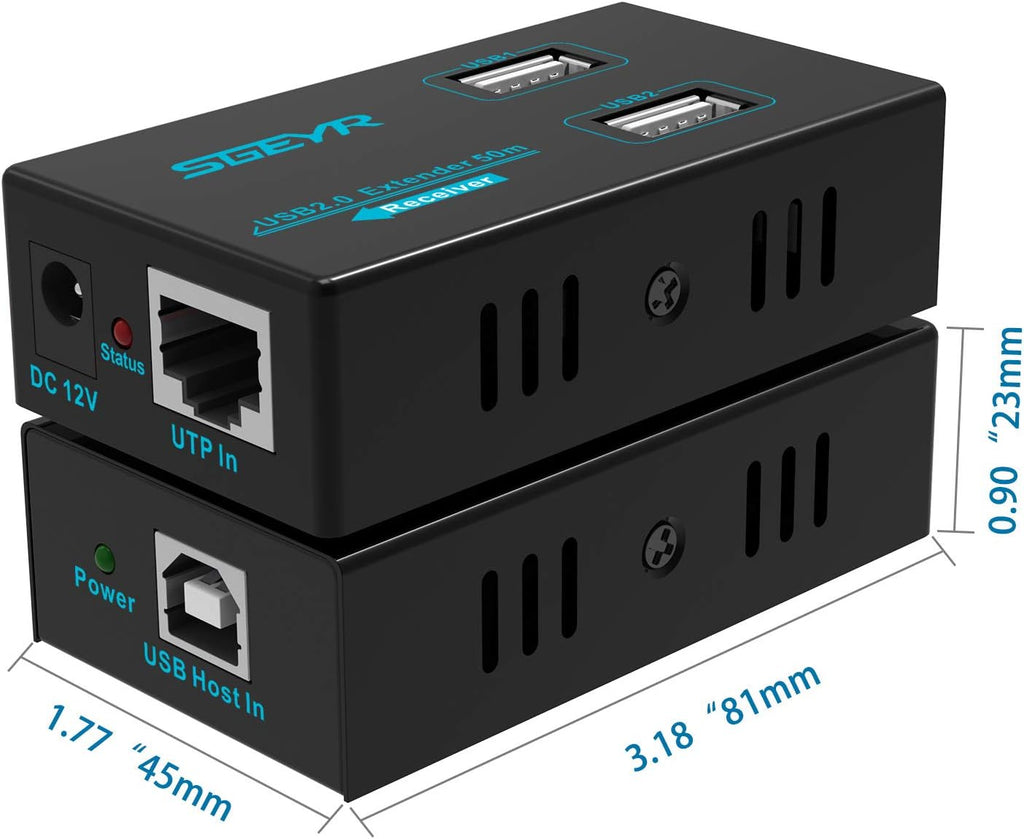 Metal USB Extender Over Cat5e/6, 50M, 4 USB 2.0 Ports, Pack of 2 T808