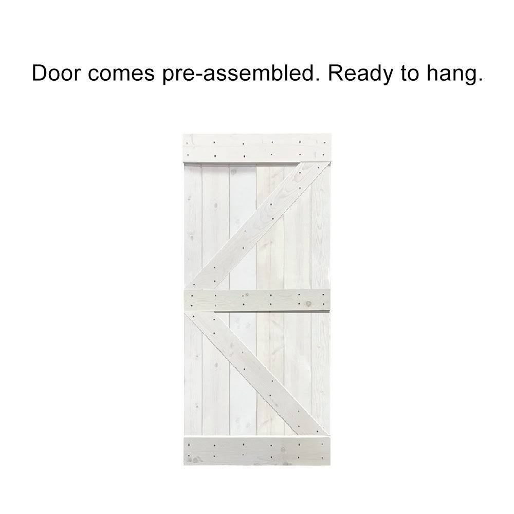 36 in. x 84 in. Red Walnut Stained Wood Interior Sliding Barn Door with Hardware Kit I89546
