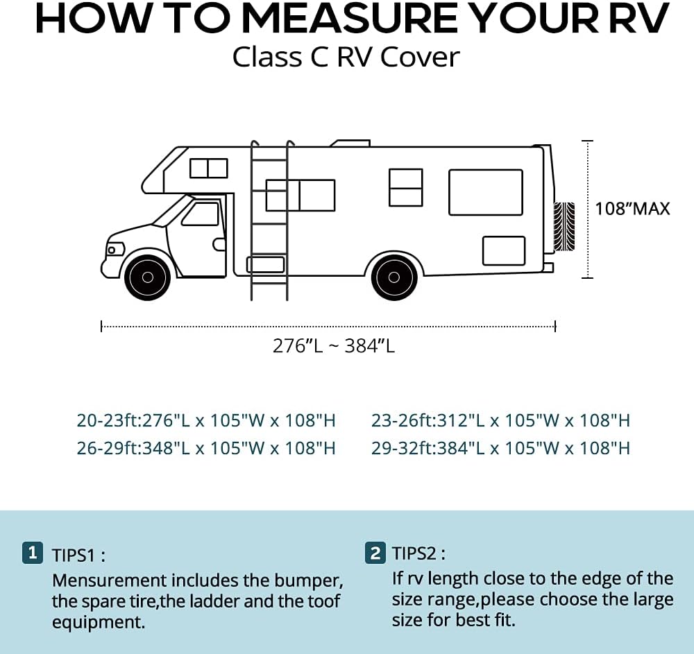 Class C RV Cover, 6-ply Camper Cover, Fits 20 - 23Ft Motorhome P171