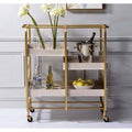 Serving Bar Cart Gold White F5828