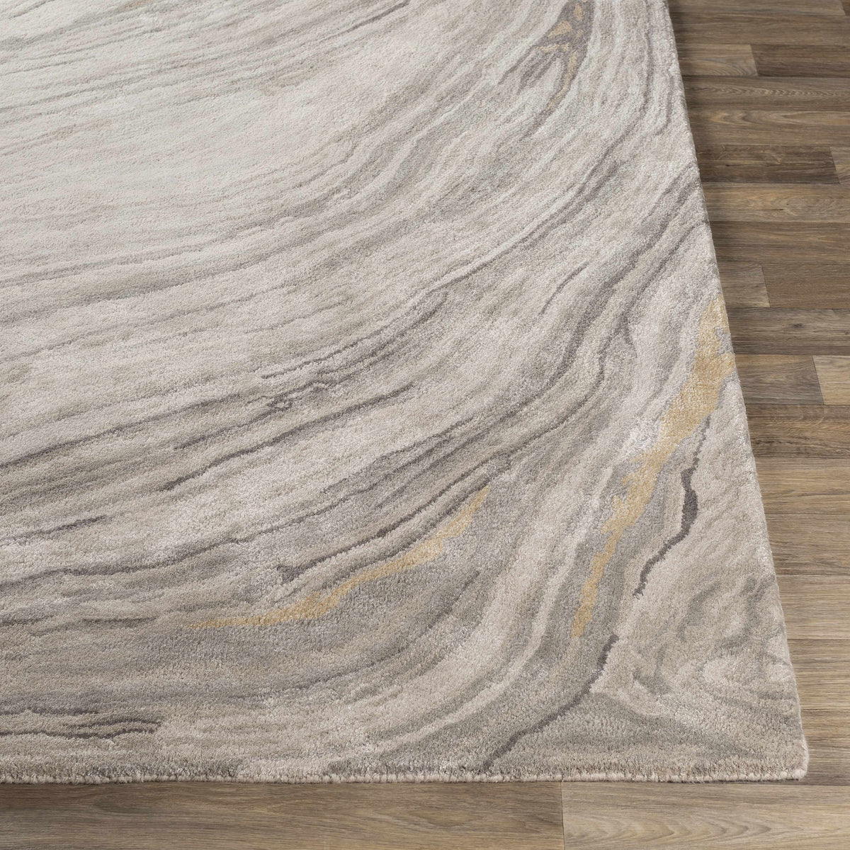 Gray Brown Round Area Rug U2155